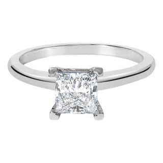 14K White Gold 1.0 Cttw Princess Lab-Grown Diamond Solitaire Engagement Ring (F-G Color, VS1-VS2 Clarity) - Ring Size 5 For Sale