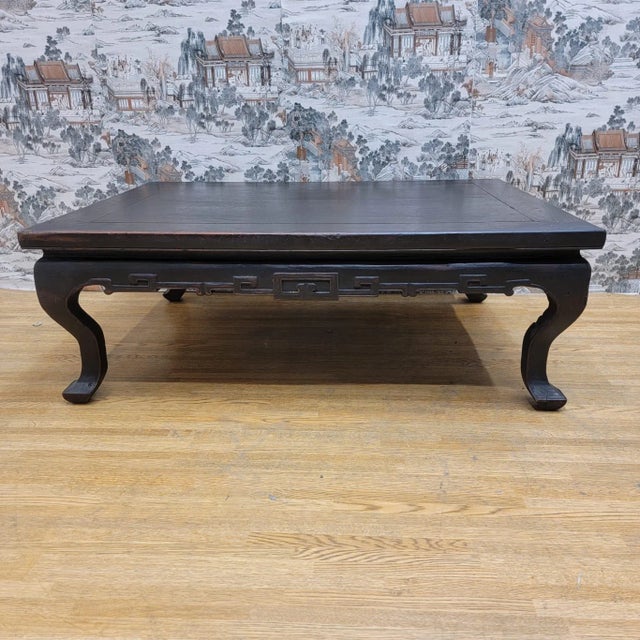 Black Antique Shanxi Province Elm Coffee Table With Carved Apron For Sale - Image 8 of 8