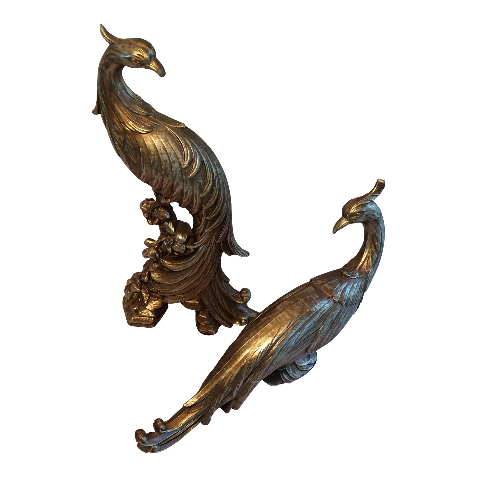 MidCentury Modern Syroco Wood (Plastic) Peacocks a Pair Chairish