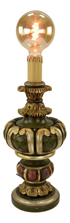 Vintage Florentine Style Wooden Table Lamp