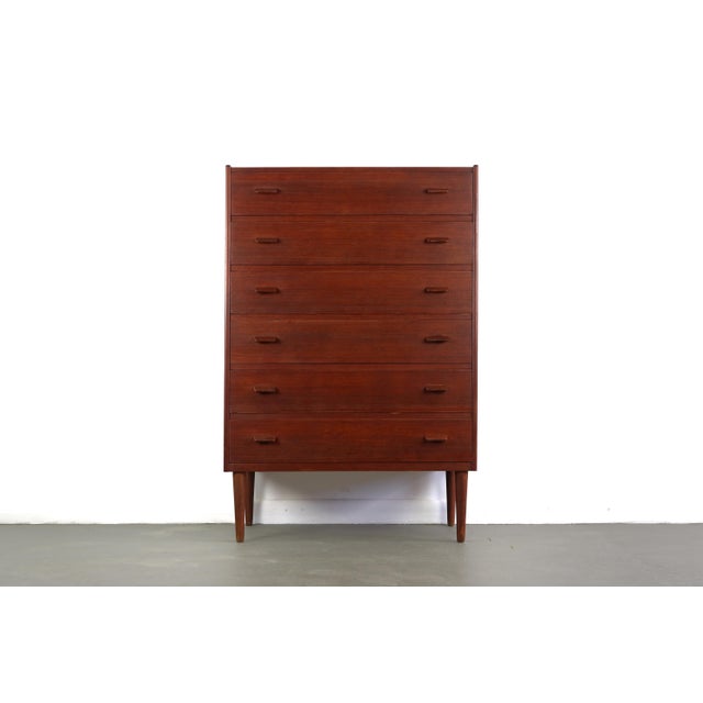 Six Drawer Teak Tall Dresser Chest Made in Denmark by Munch Slagelse For Sale In Orlando - Image 6 of 6