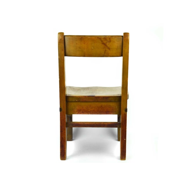 Wood Early 20th Century Solid Wood Schoolhouse Child Chair With Ladder Back Style For Sale - Image 7 of 13