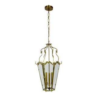Belle Epoque Brass Tapered Hex Lantern For Sale