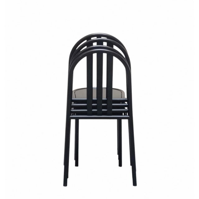 Black Model 222 Black Chairs by Robert Mallet Stevens for Ecart, France, 1980s, Set of 4 For Sale - Image 8 of 10