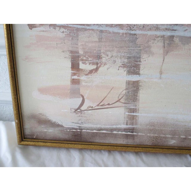 Metal Mid 20th Century Pink Marsh Landscape Acrylic Painting, Framed For Sale - Image 7 of 8