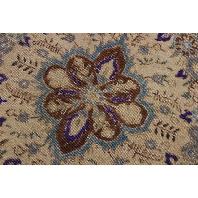 Textile 1990s Shabby Chic One of a Kind Hand Painted Brown Wool Rug - 8′ × 11′ For Sale - Image 7 of 8