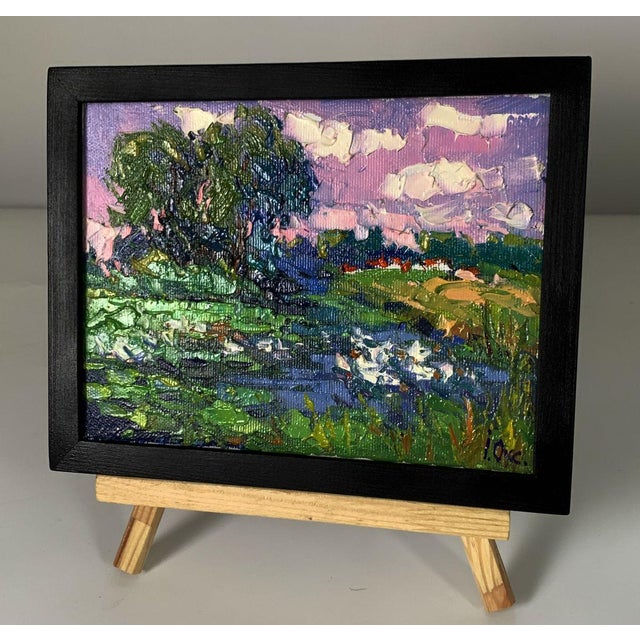 *** ABOUT THIS PAINTING *** * TITLE: ""Geese are swimming in the lake"" * ARTISTS: Oksana Ivanyuk * SIZE: 15x20...