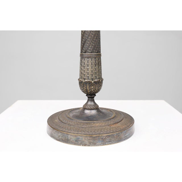 Metal Large French Silvered Copper Candlestick, 1890s For Sale - Image 7 of 10