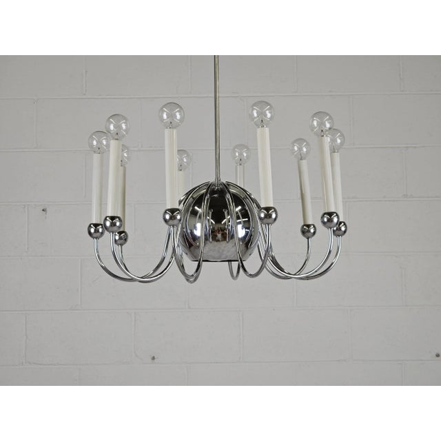 1960s George Kovacs 10 Arm Chrome Chandelier by Lightolier For Sale - Image 9 of 10