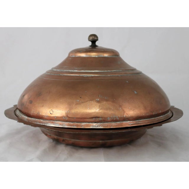 Antique Turkish Ottoman Large Lidded Copper Bowl Hand Forged For Sale - Image 13 of 13