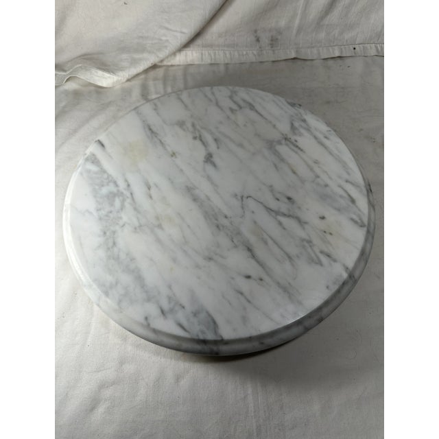 White Vintage Italian Postmodern Carrara Marble Lazy-Susan. For Sale - Image 8 of 9