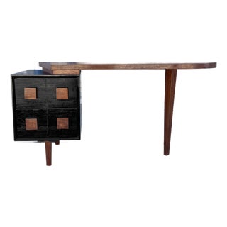 1960s Mid Century Walnut Oval Writing Desk For Sale