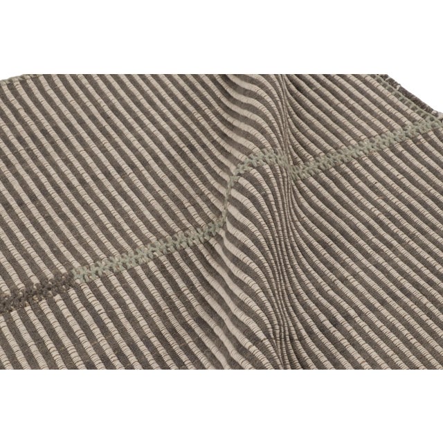 Beige Rug & Kilim's Accent Kilim, Gray and White Textural Stripes With Beige Accents For Sale - Image 8 of 8