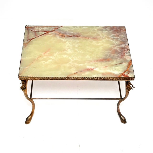 Vintage French Brass and Onyx Coffee Table, 1920 For Sale - Image 4 of 11