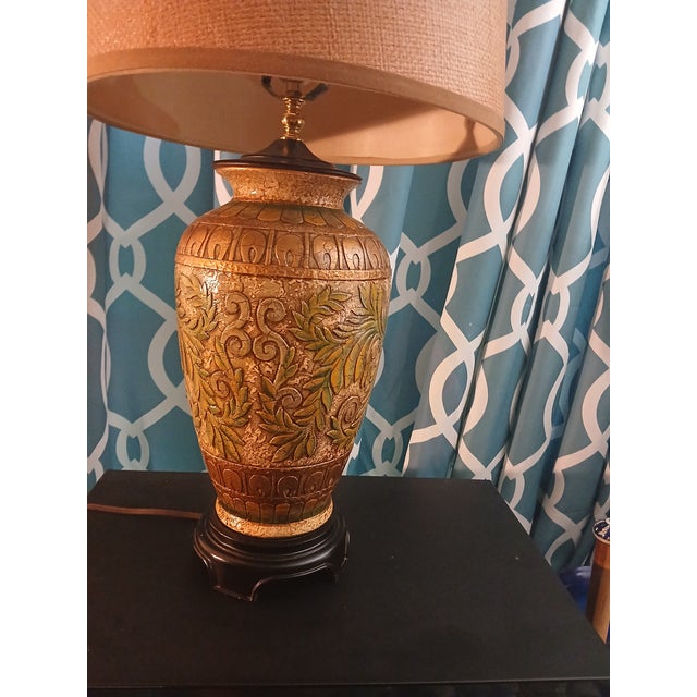 Asian Vintage Frederick Cooper Style Ginger Jar Tropical Decor Table Lamp For Sale - Image 3 of 7
