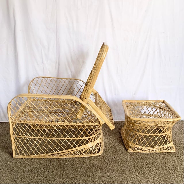 Mid Century Modern Spun Fiber Glass Adjustable Lounge Chair With Ottoman For Sale In Miami - Image 6 of 7