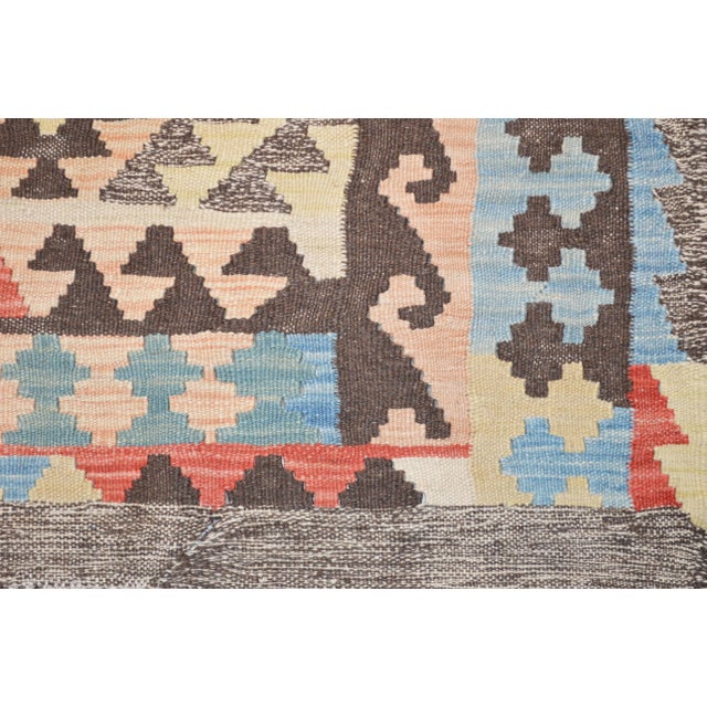 Afghan Hand Made Organic Wool Maimana Kilim,7'x9'7" For Sale - Image 4 of 5