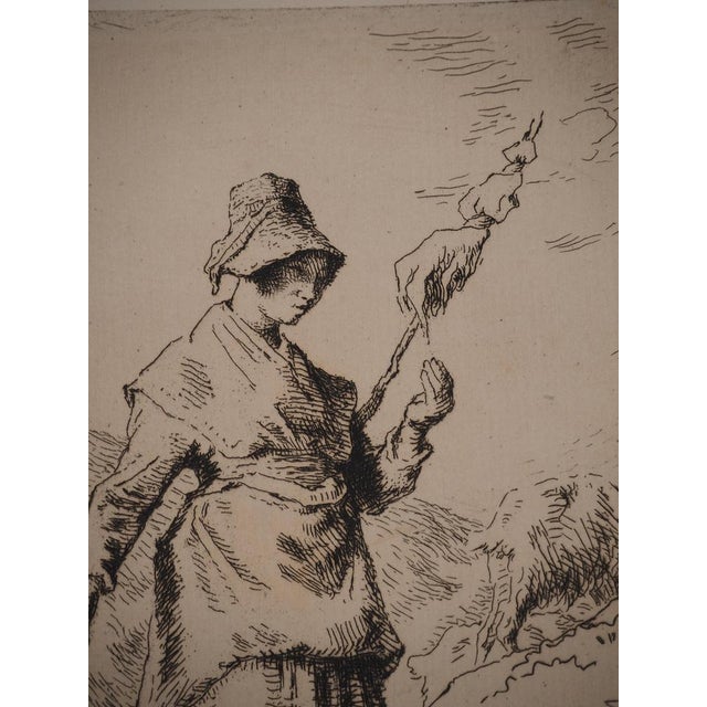 Jean-François Millet, The Peasant Woman, Original Engraving For Sale - Image 5 of 8