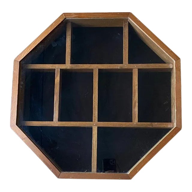 Large Octagonal Wood and Glass Shadow Box or Collectible Box With Latch For Sale