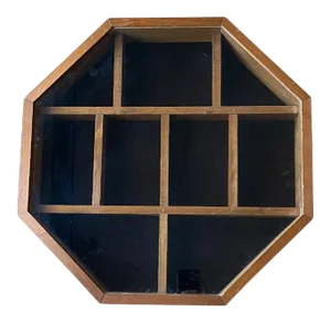Large Octagonal Wood and Glass Shadow Box or Collectible Box With Latch