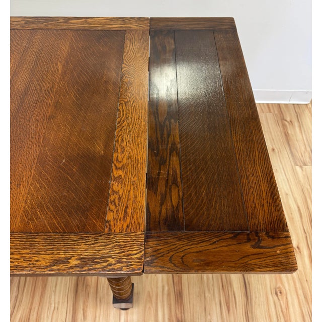 Antique Wood Barley Twist Expandable Refectory Table For Sale - Image 10 of 13