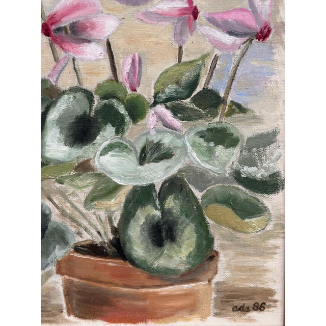 Ada, Still Life with Pink Flowers, 1986, Oil on Canvas, Framed For Sale - Image 12 of 18