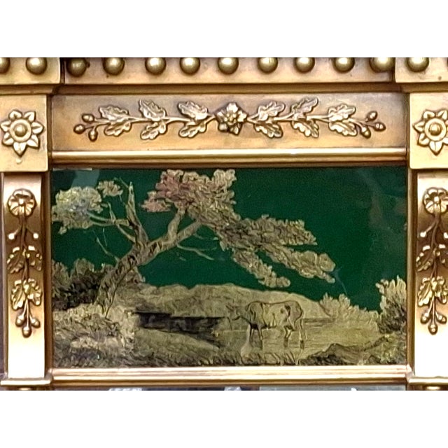 Wood Late 19th Century American Federal Style Vertical Trumeau Wall Mirror W/ Eglomise Reverse Painting For Sale - Image 7 of 10