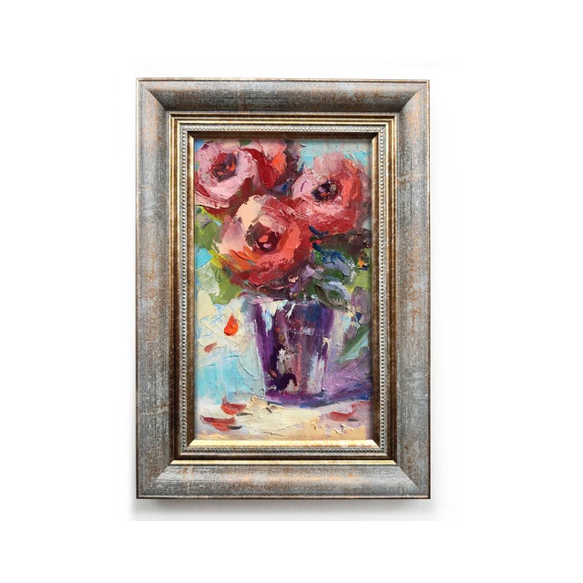 Framed Original Red Roses Floral Painting Wall Decor by Valeriya Serova For Sale - Image 9 of 9