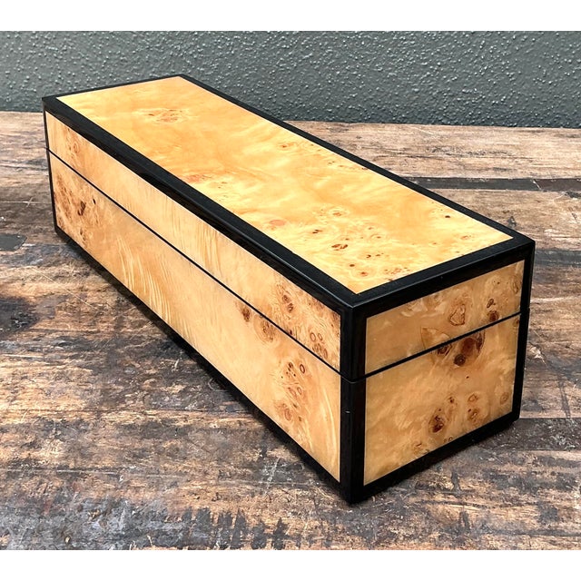 Tan Vintage Lacquered Burl Wood Box For Sale - Image 8 of 12