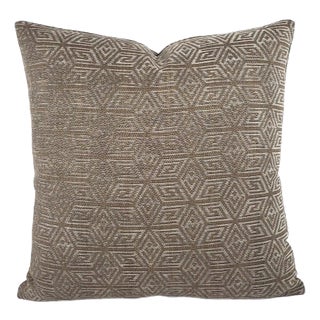 F. Schumacher Cosmati Chenille in Smoke Pillow Cover - 20" X 20" Light Gray and Dark Gray Geometric Pattern Cushion Case For Sale
