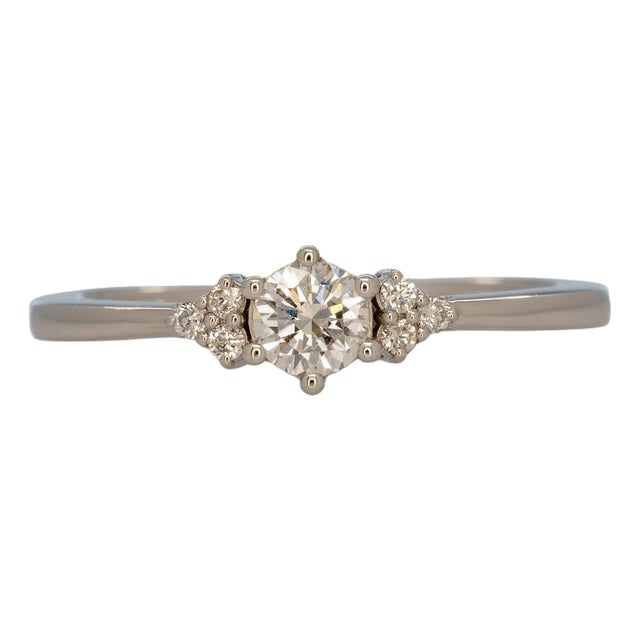 Earth Mined Diamond Ring With Diamond Accents: Solid 14k Gold – Round, 4mm, Size 6.75 For Sale