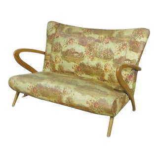 Italian Zanuso Style Boomerang Settee Couch Sofa Mid-Century Modern, Circa 1950 For Sale