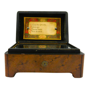 Antique 19th Century Swiss Cylinder 4 Song Wooden Marquetry Inlay Music Box