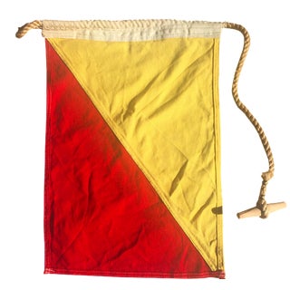 Vintage Cotton Nautical Signal Flag "O" Man Overboard For Sale
