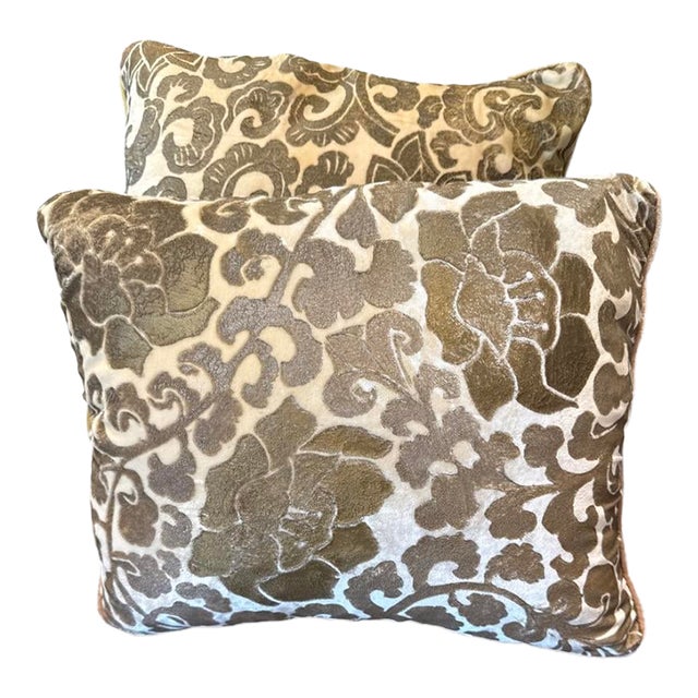 Vintage Fortuny Velvet Pillows - A Pair For Sale
