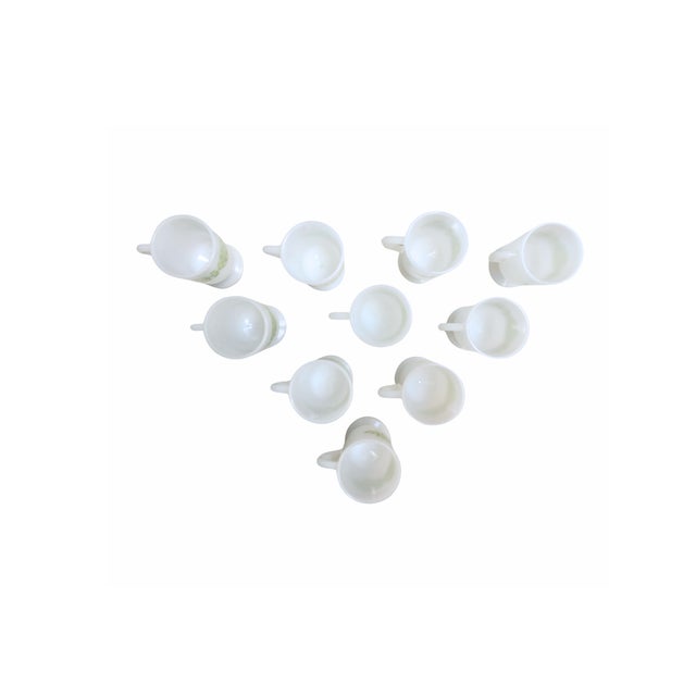 1960s Set of 10 Glasbake Milk Glass Irish Coffee Mugs – Vintage Pedestal Cups For Sale - Image 5 of 7