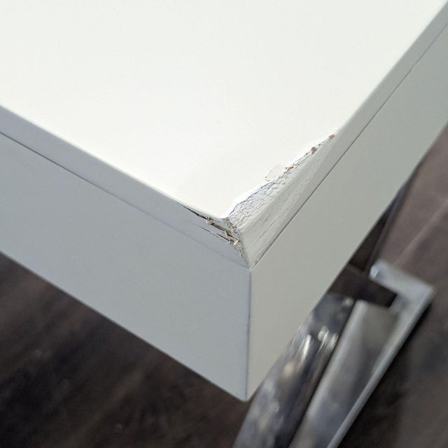 Wood Pottery Barn Ava Modern White Desk With Chrome Legs and Three Drawers For Sale - Image 7 of 10