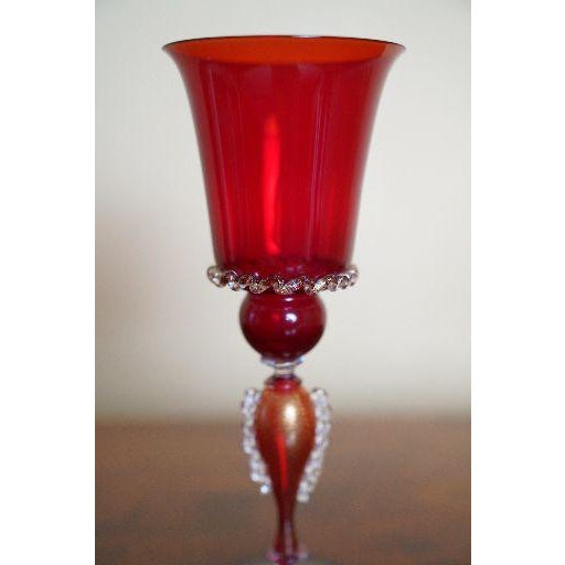 Italian Handcrafted Chalice in Blown Murano Glass 1970s For Sale - Image 4 of 9