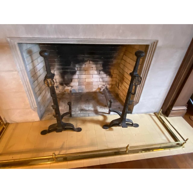 19th Century Antique 19th Century Large Hand Forged Iron Andirons - a Pair For Sale - Image 5 of 11