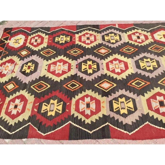 Mid-Century Modern Vintage Turkish Kilim Rug - 68.5" X 110" For Sale - Image 3 of 9
