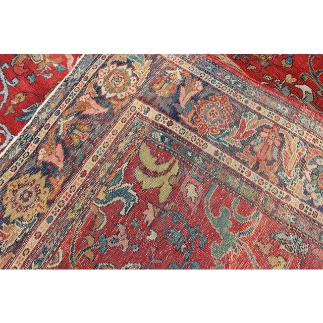 Early 20th Century Colorful Antique Persian Sultanabad Rug With All Over Design in Jewel Tones For Sale - Image 9 of 10
