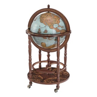 Minerva Blue Ocean Globe Bar by Zoffoli Mappamondi For Sale