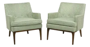 Pair of Curved Back Club Chairs with Button Tufted Upholstery
