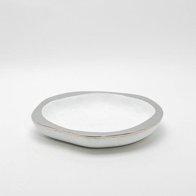 R & Y Augousti Bowl in White Shagreen With Stainless Steel Details by R&y Augousti For Sale - Image 4 of 7