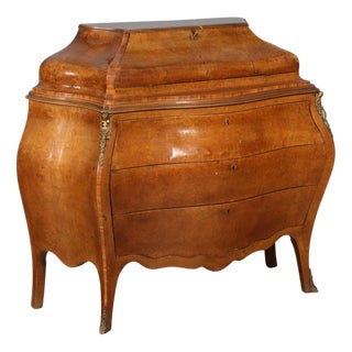 Early 20th Century Baroque Drop-Leaf Chest of Drawers in Mahogany and Burl, Italy For Sale