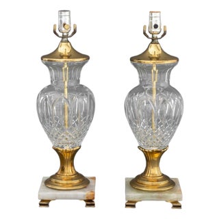 Waterford Crystal Vases Mounted as Lamps, Pair For Sale