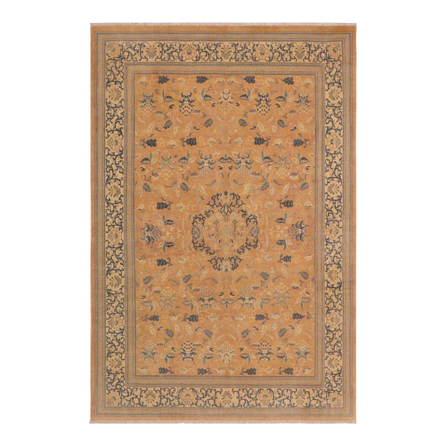Shabby Chic Peach/Beige Wool Rug - 8'11'' X 11'9'' For Sale
