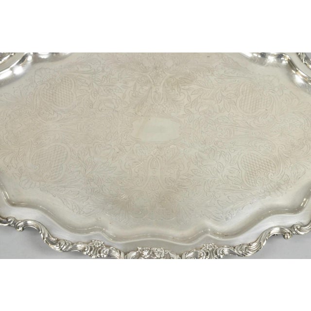 Metal Antique Wallace Baroque Large 28" Silver Plated Serving Bar Tray W/ Handles For Sale - Image 7 of 12