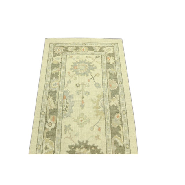 Hand Knotted Modern Turkish Oushak Oriental Runner 2'9" X 7'9" For Sale - Image 4 of 6