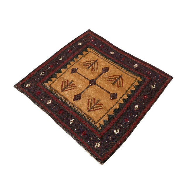 Rare Early 1900s Sofreh Kilim | Collectible Tribal Flatweave | 4' X 4' For Sale In Los Angeles - Image 6 of 9